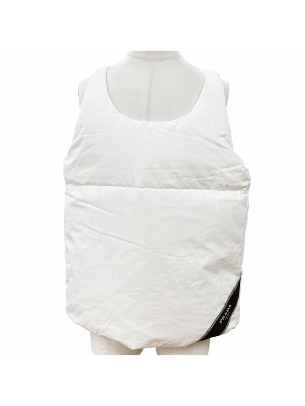 Prada 100% Cotton Triangle Logo Pullover Gilet Down Vest White